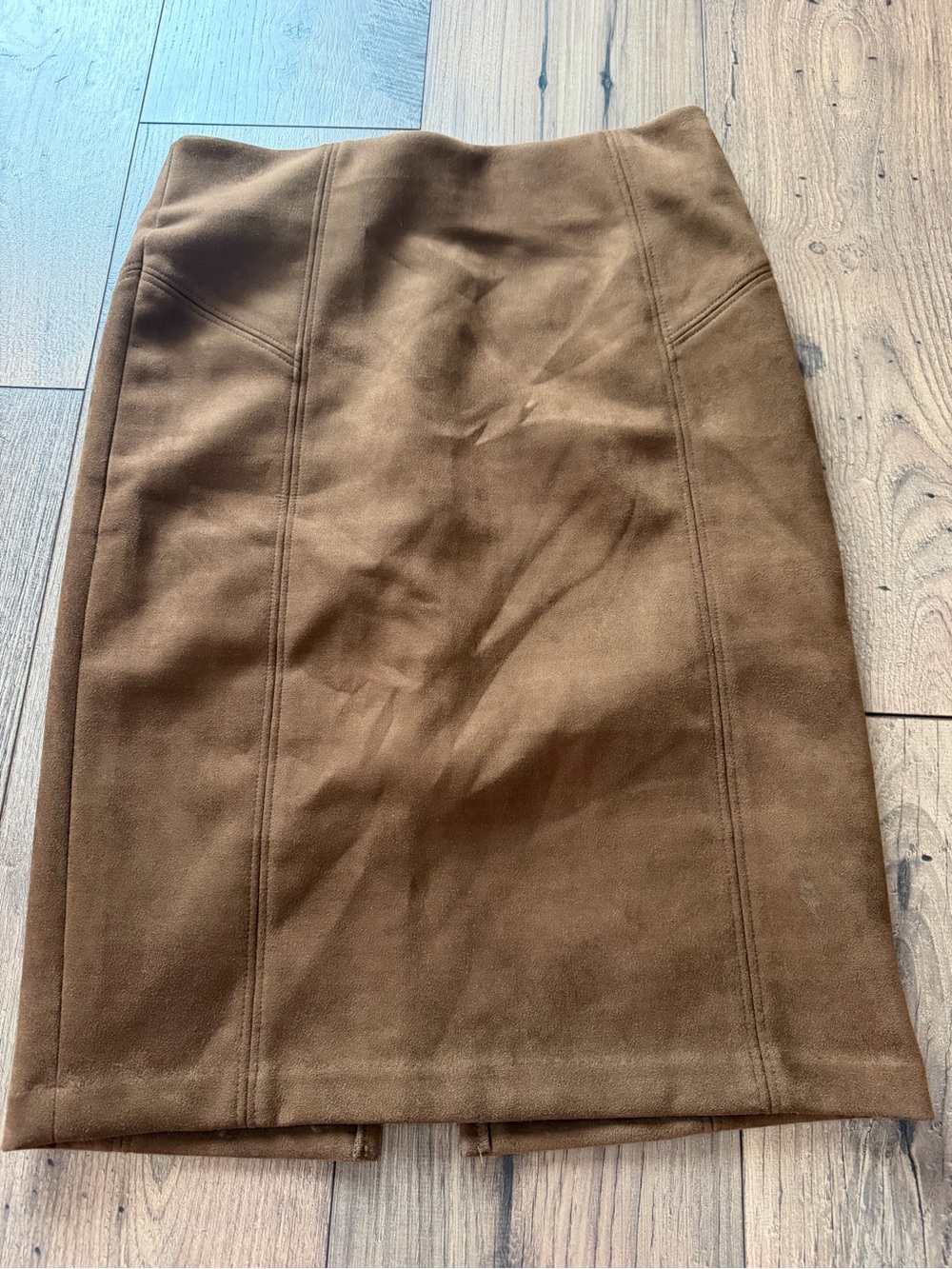 Marc New York Andrew Marc Faux Suede Pencil Skirt Camel Brown Size XS EUC